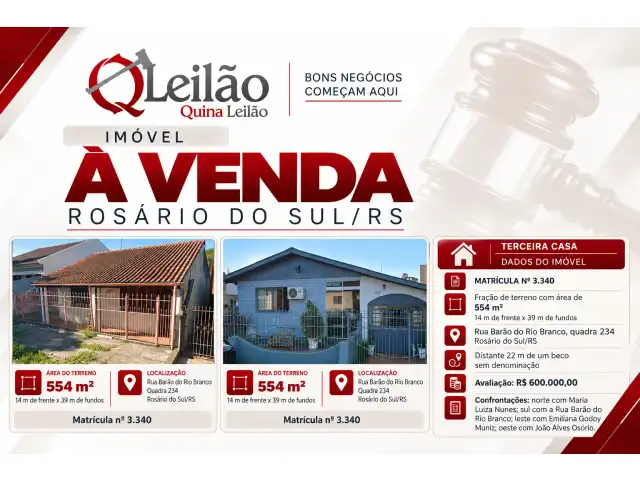 3 imóveis residenciais – Rosário do Sul/RS