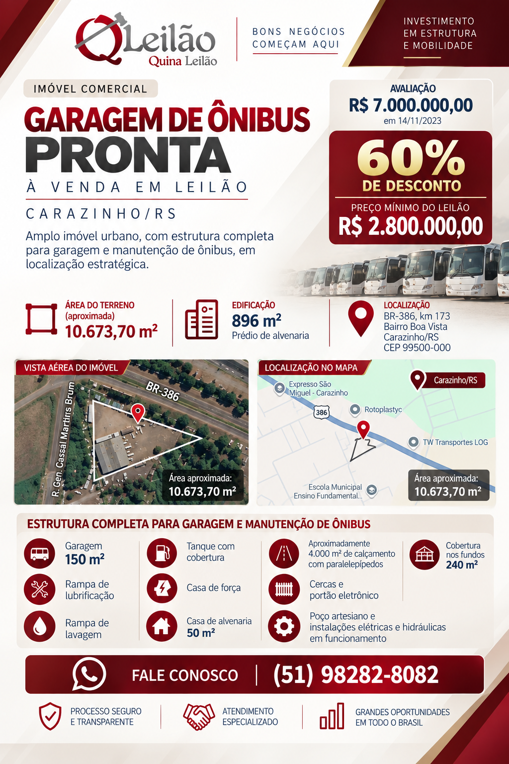 Garagem de ônibus com 60% de desconto! Completa!