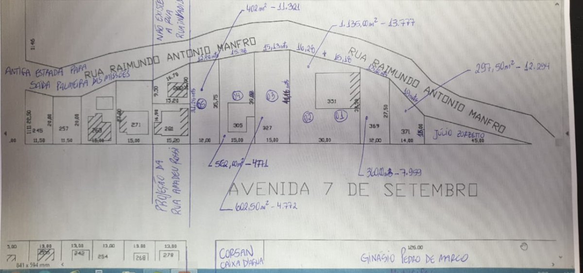 50% DE 6 TERRENOS URBANOS CONTÍGUOS (3.359 M²) NA QUADRA D – SARANDI/RS